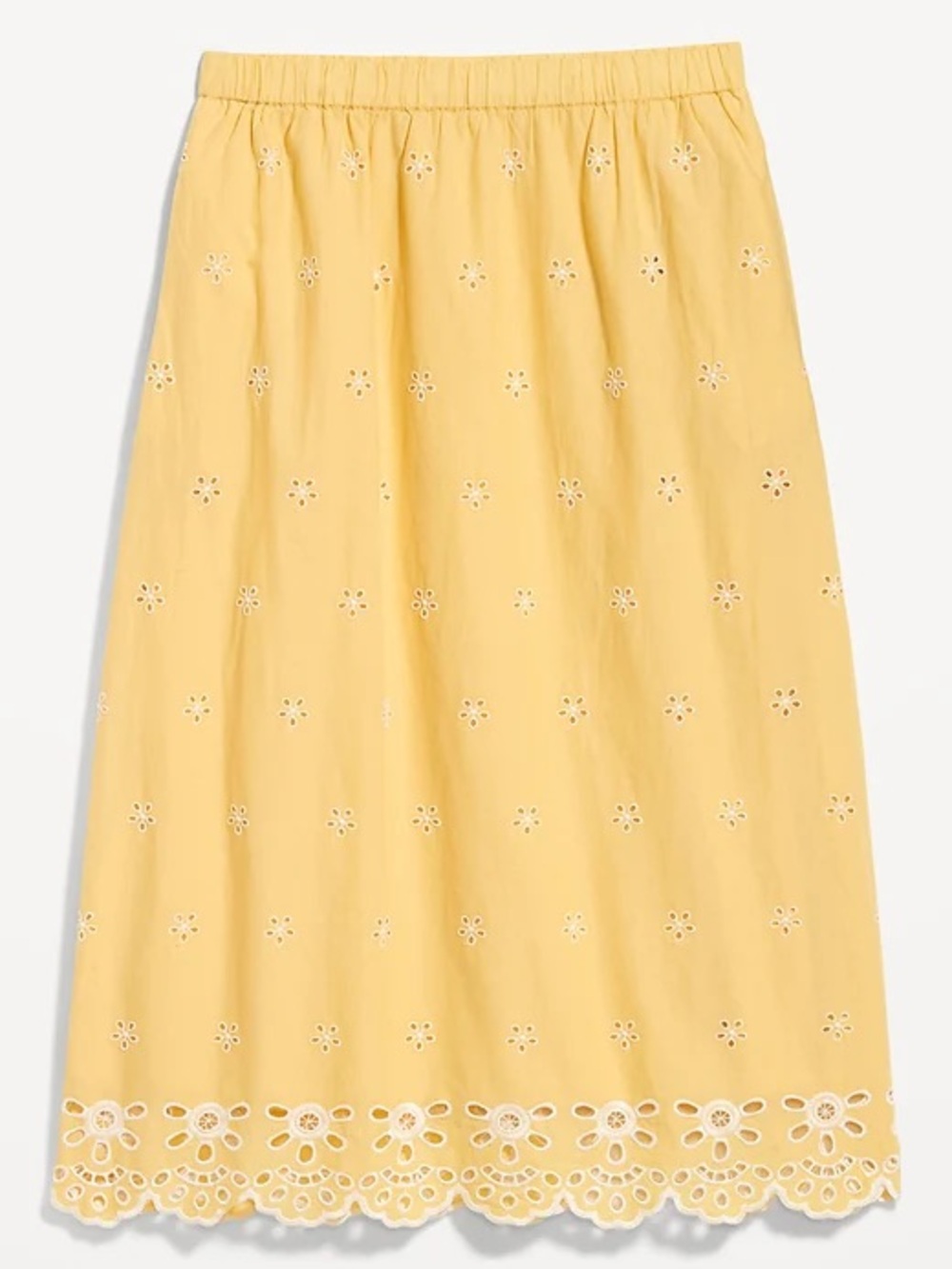 Old Navy Yellow Eyelet Midi Skirt size medium